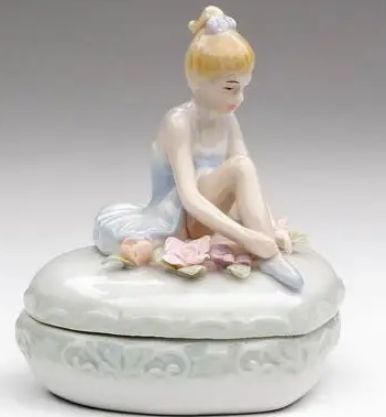 Ballerina On Heart Shaped Trinket Box
