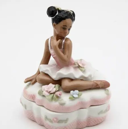 Ballerina On Pink Trinket Box