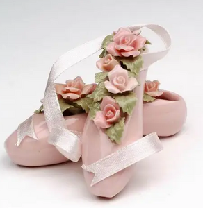 Porcelain Pointe Ballet Slippers with Pastel Flowers