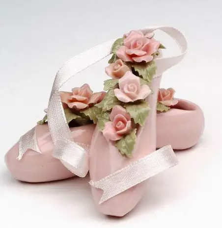 Porcelain Pointe Ballet Slippers with Pastel Flowers
