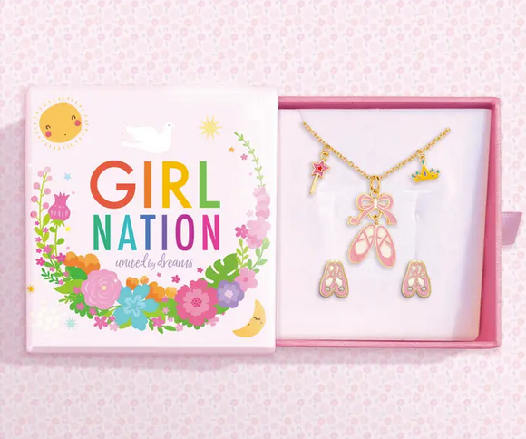 Ballet Shoe Necklace and Earring Gift Set