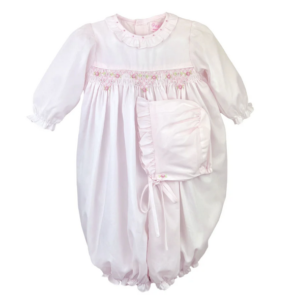 Ava Smocked Convertible Gown & Hat