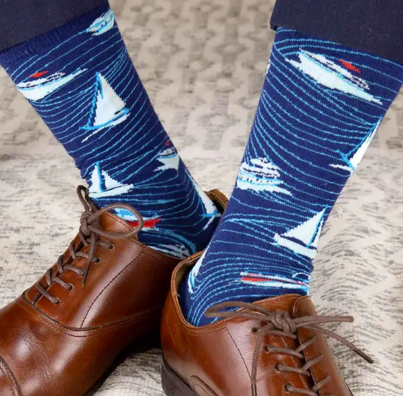 Men's Boating Socks Navy/Sky