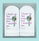 Standing on the Word no show socks with floral designs and Bible verse Phil 1.3