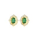 Gold earrings with green gemstones