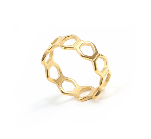 Gold honeycomb gold ring 