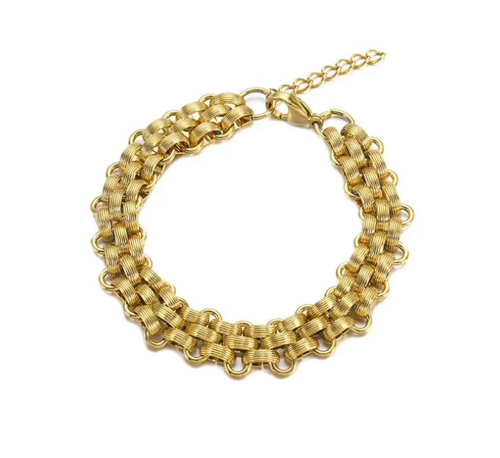 Gold chain thick bracelet 