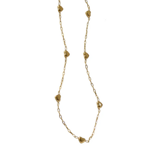 Gold necklace with heart-shaped pendants 