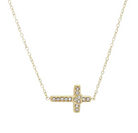 Gold sideways cross necklace with small diamonds 