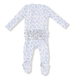 Romi Floral 2 Way Zipper Footie With Ruffle