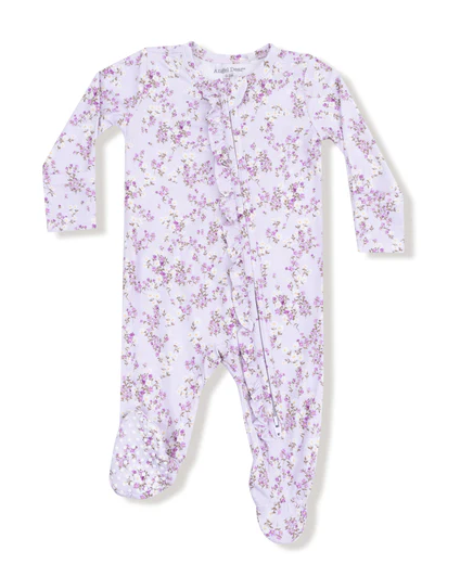 Sweet Dream Floral 2 Way Zipper Footie With Ruffle