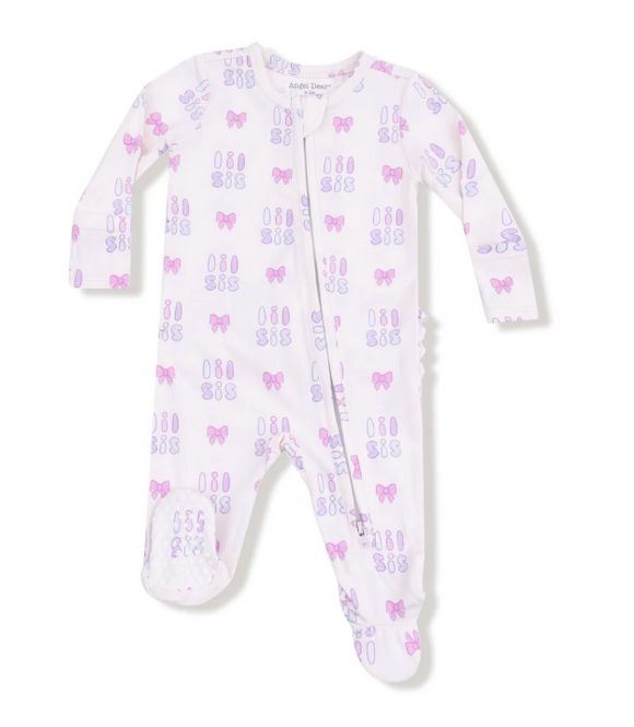 Lil Sis  2 Way Zipper Ruffle Back Footie