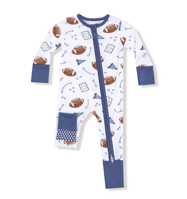 Navy Touchdown Time 2 Way Zipper Footie