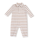 Vintage Stripe - Brown  Polo Romper