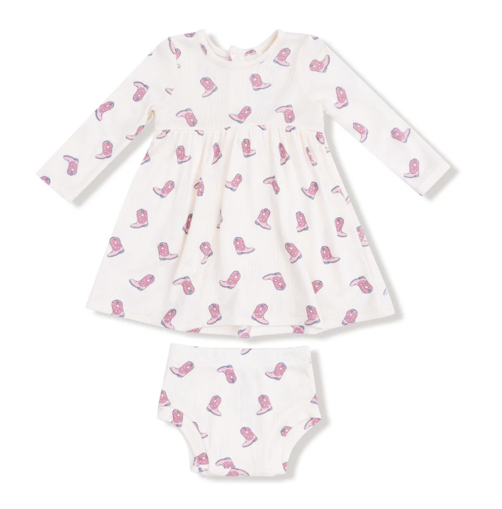 Petite Cowgirl Boots  Simple Dress + Bloomer