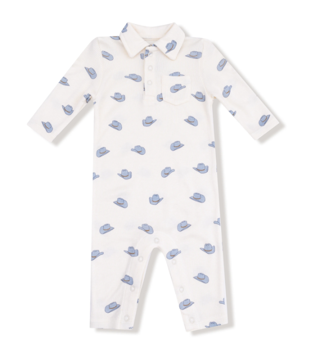 Petite Cowboy Hats Polo Romper