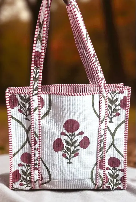 Ellison Burgundy Floral Tote Bag