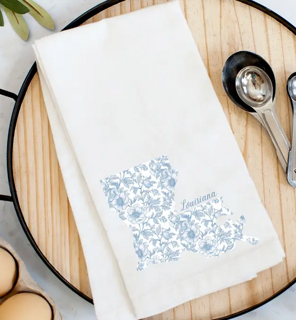 State in Bloom, Louisiana Kitchen Towel