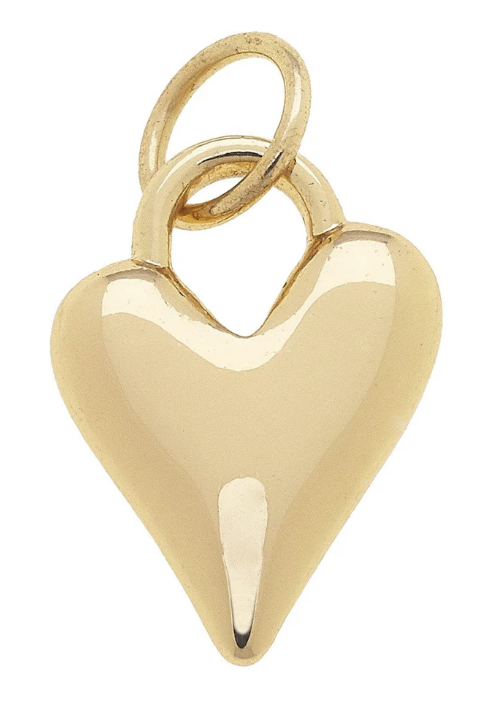 Puffy Heart Charm in Shiny Gold