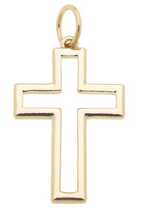 Open Cross Charm in Shiny Gold