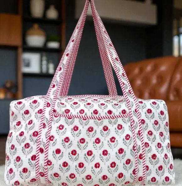Sullivan Red and White Floral Duffle Bag