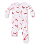 Candy Cane Bows 2 Way Ruffle Zipper Footie