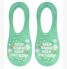 "Keep Going Keep Growing" - Green No Show Socks
