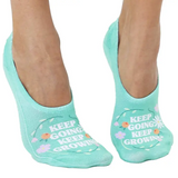 "Keep Going Keep Growing" - Green No Show Socks