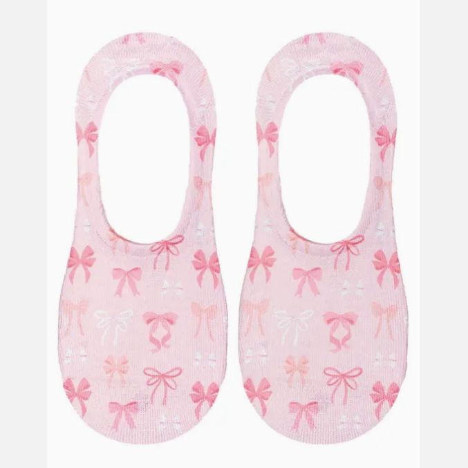 Pink Bows No Show Socks