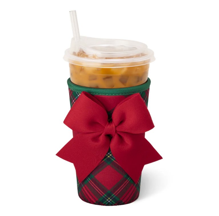 Christmas Plaid Medium Iced Cup Coolie