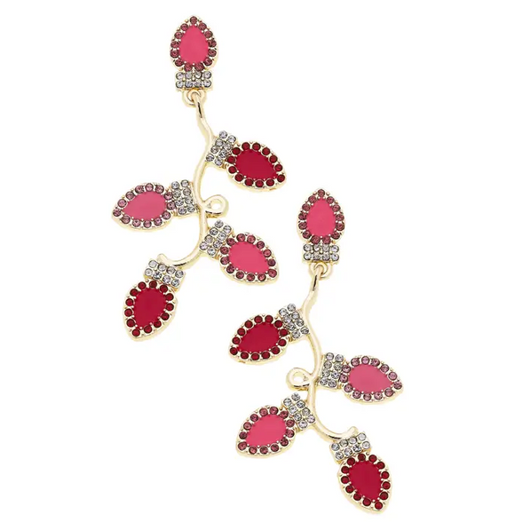 Christmas Lights Earrings in Pink