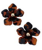 Lorelei Resin Flower Earrings in Tortoise