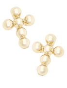 Millie Ball Bead Cross Stud Earrings in Shiny Gold