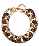 Ava Resin Linked Toggle Bracelet in Tortoise