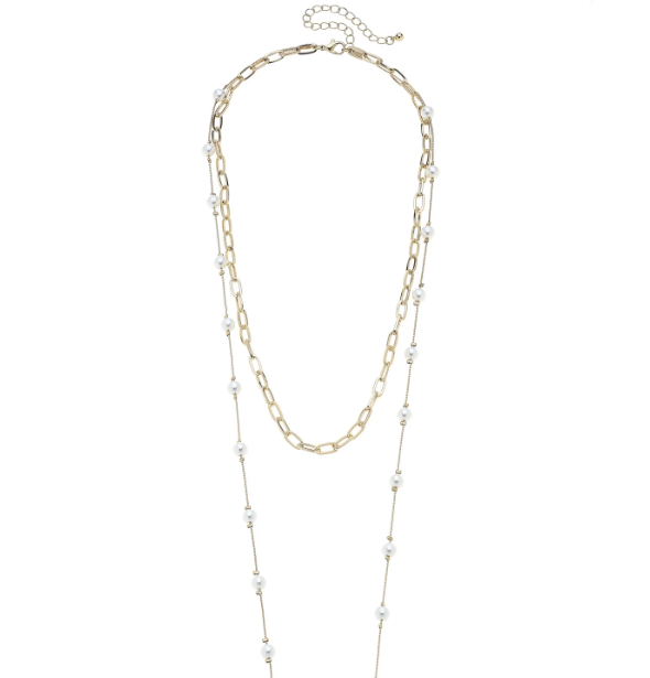Laguna 2-Row Layered Necklace in Shiny Gold