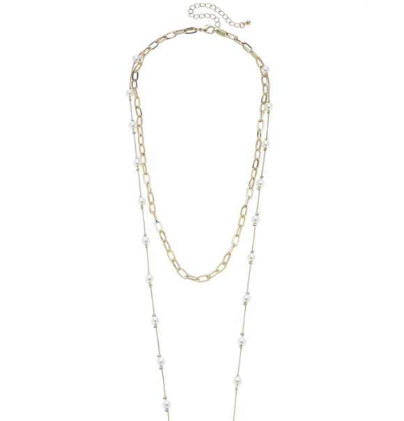Laguna 2-Row Layered Necklace in Shiny Gold