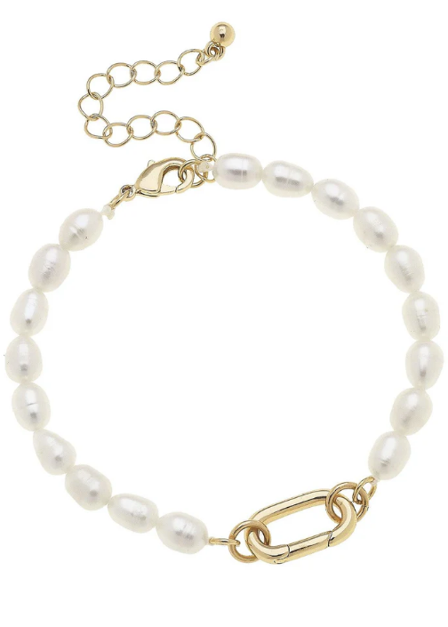 Piper Freshwater Pearl Charm Bracelet Base in Ivory