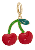 Cherries Enamel Pendant Charm in Red & Green