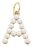 Pearl-Studded Letter Charm in Ivory