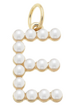 Pearl-Studded Letter Charm in Ivory