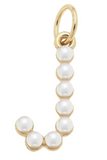 Pearl-Studded Letter Charm in Ivory