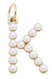 Pearl-Studded Letter Charm in Ivory