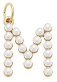 Pearl-Studded Letter Charm in Ivory