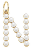 Pearl-Studded Letter Charm in Ivory