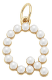 Pearl-Studded Letter Charm in Ivory