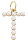 Pearl-Studded Letter Charm in Ivory