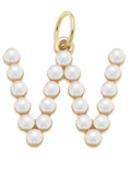 Pearl-Studded Letter Charm in Ivory