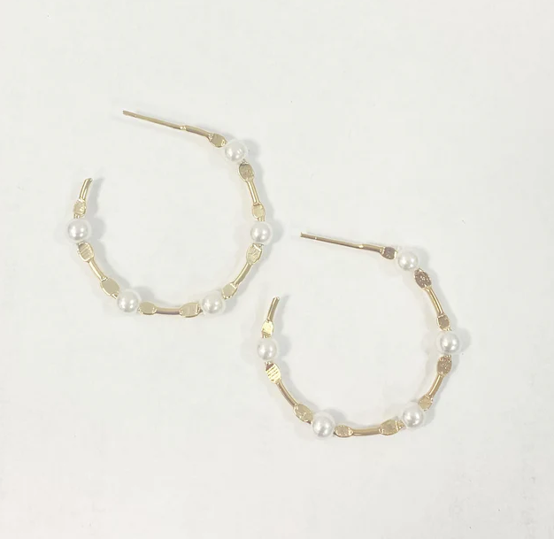 Greta Pearl Hoop Small