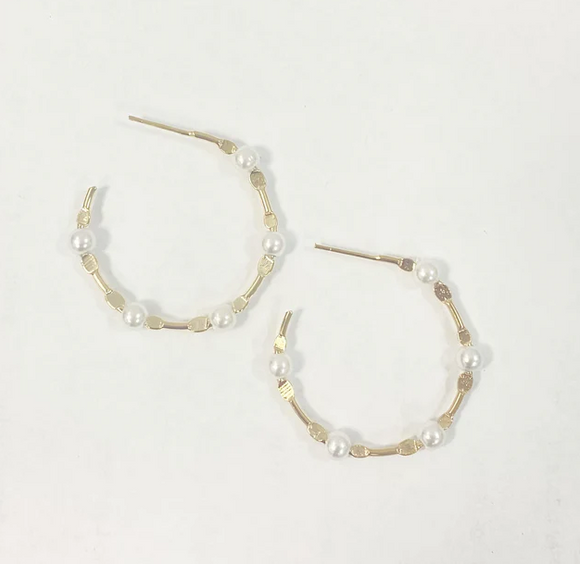 Greta Pearl Hoop Small