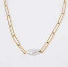 Paperclip Freshwater Pearl Necklace